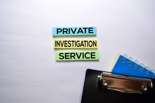 Private Investigation Service text with clipboard
