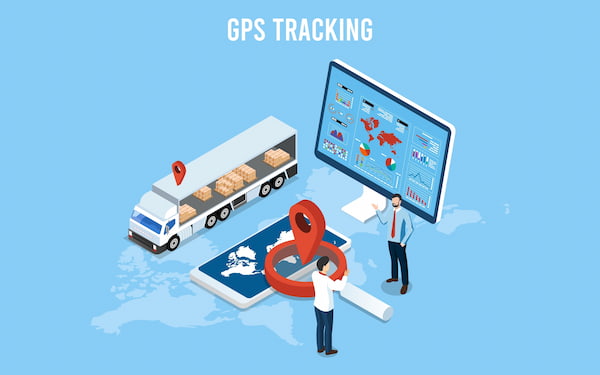 GPS tracking for business vehicles concept with a truck.